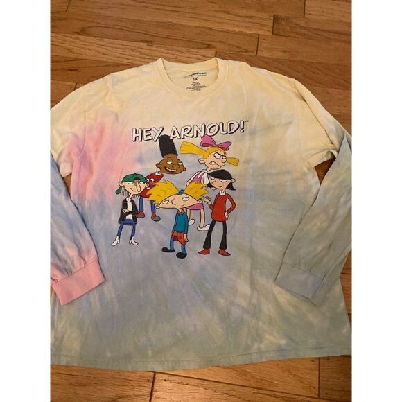Nickelodeon, women's tie dye 90's Hey Arnold graphic long sleeve t shirt size 1X - Picture 1 of 8